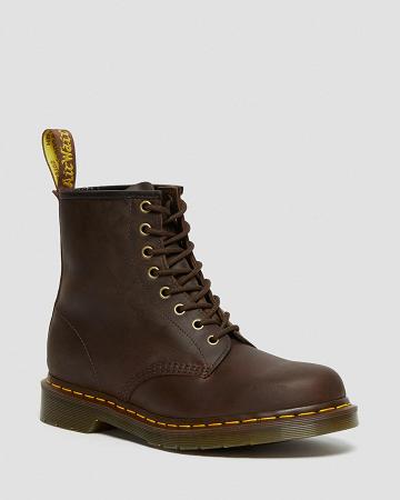 Men's Dr Martens 1460 Crazy Horse Leather Lace Up Boots Brown | AU 505WNB